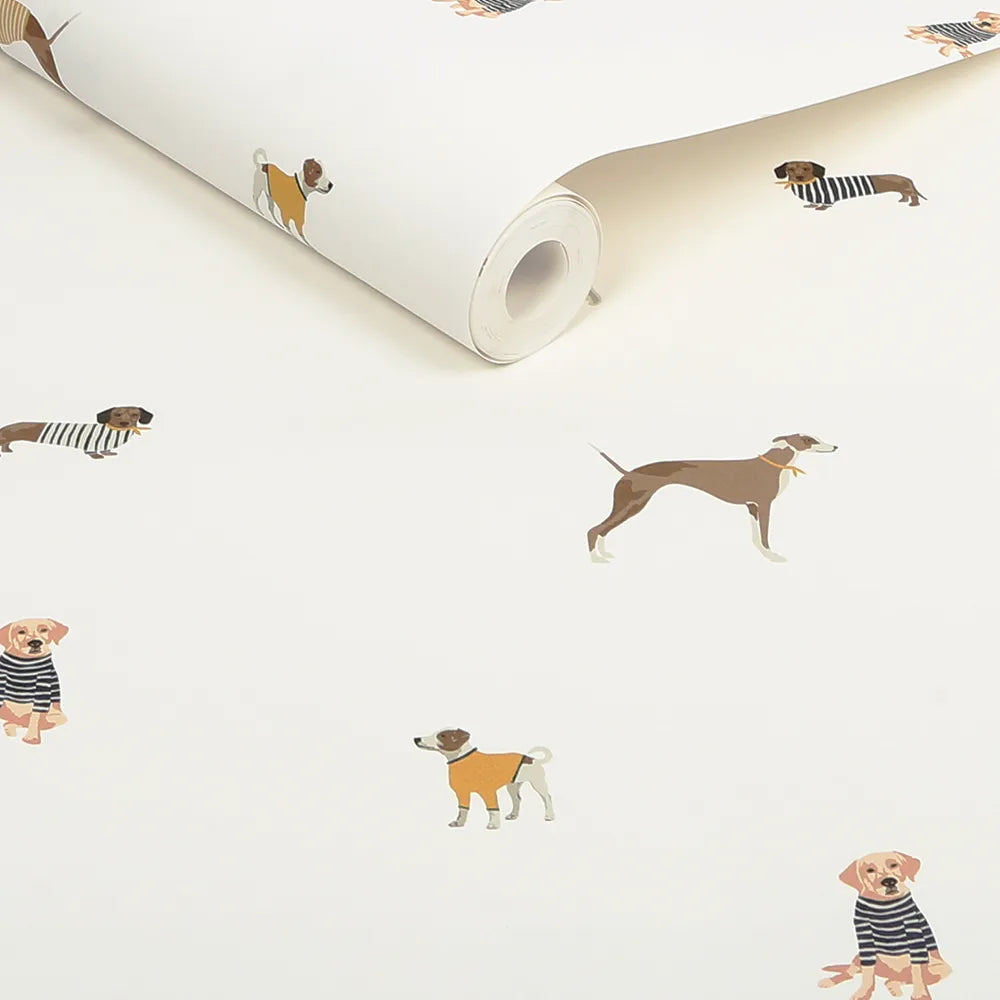 Joules Harbour Dogs Creme Wallpaper - GLAL UK
