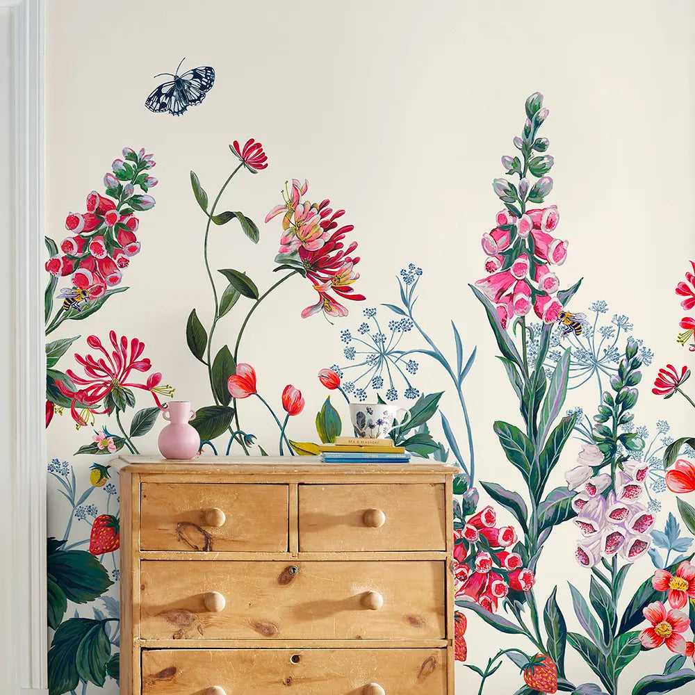 Joules Permaculture Garden Creme Mural Wallpaper - GLAL UK
