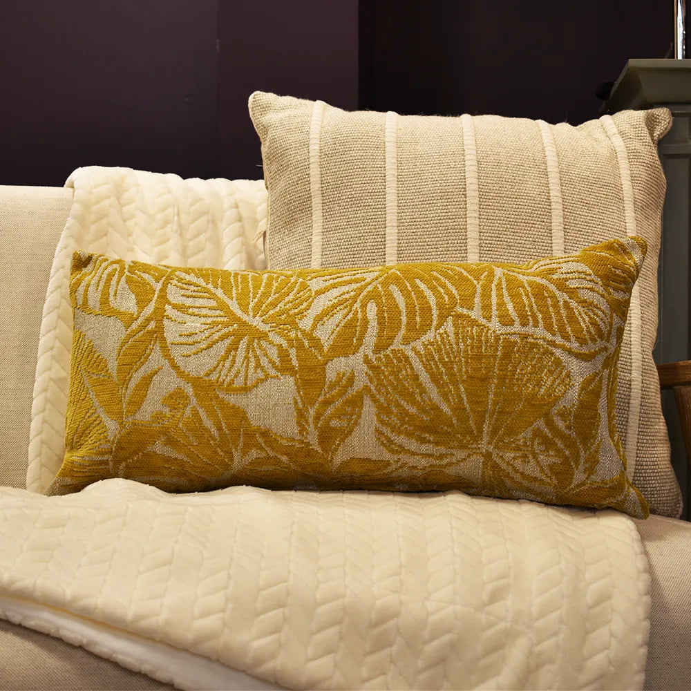 Rectangle Ochre Yellow Patterned Cushion - GLAL UK