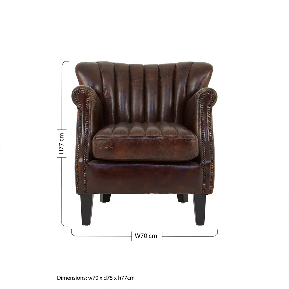 Quito Winged Brown Leather Armchair - GLAL UK