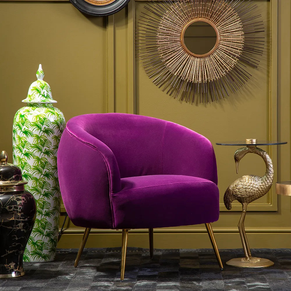 Renzo Purple Velvet Armchair - GLAL UK