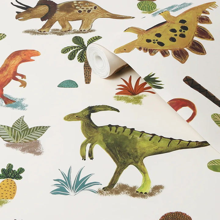 Next Natural Prehistoric Dinosaur & Friends Natural Wallpaper Sample - GLAL UK