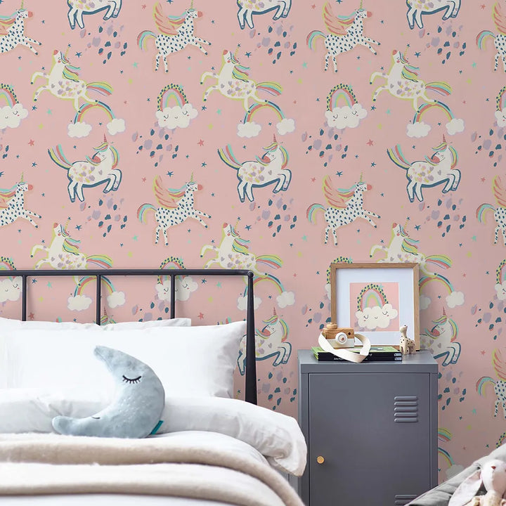 Next Party Unicorn Pink Wallpaper Sample - GLAL UK