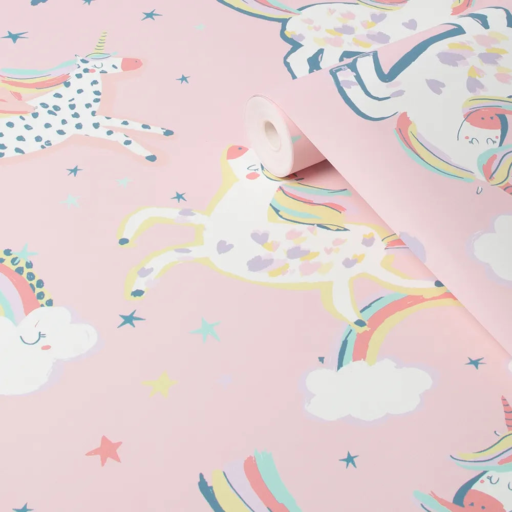 Next Party Unicorn Pink Wallpaper Sample - GLAL UK