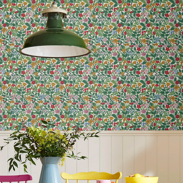 Joules Arts and Crafts Floral Rainbow Wallpaper - GLAL UK