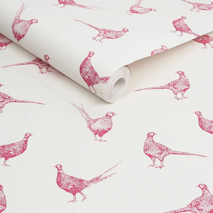 Joules Flirty Pheasants Truly Pink Wallpaper