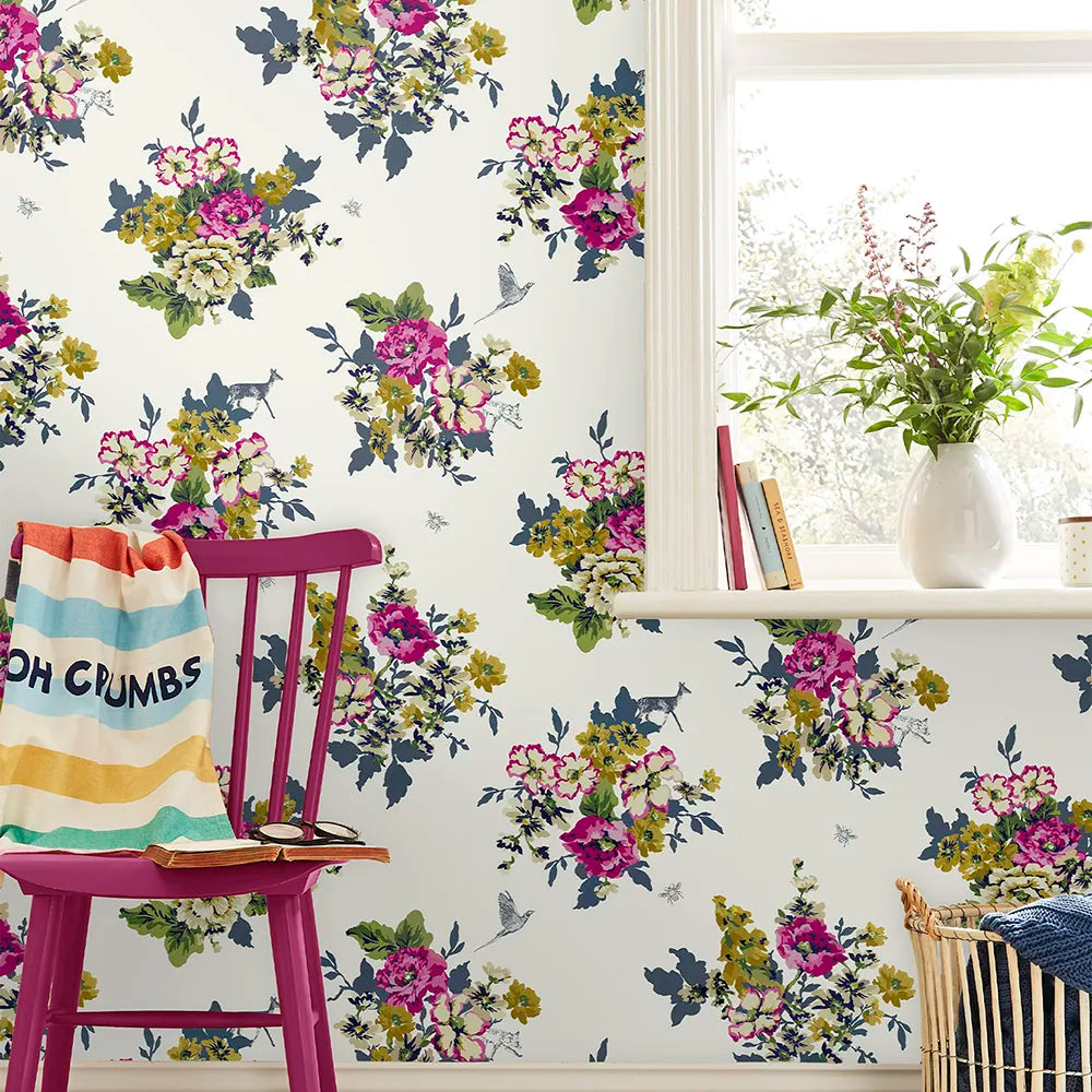 Joules Floral Creme Wallpaper