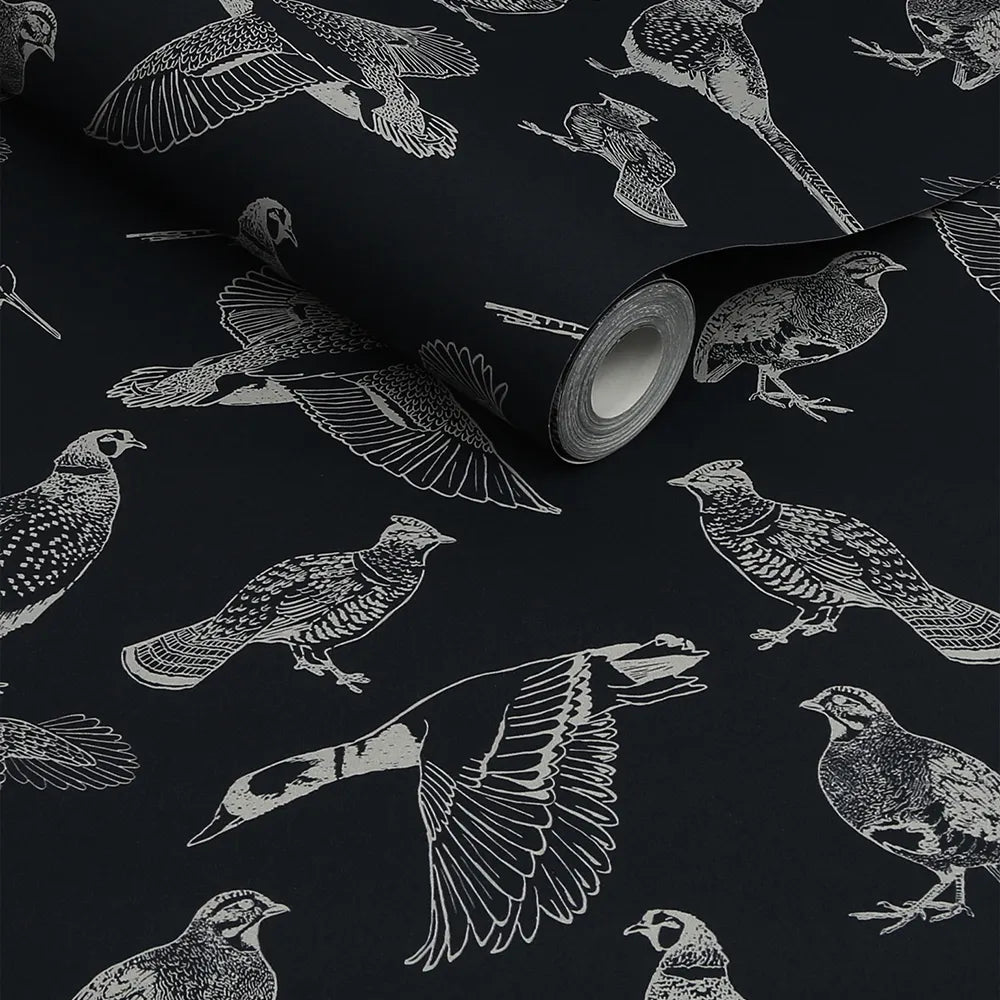 Joules Hunting Birds French Navy Wallpaper - GLAL UK