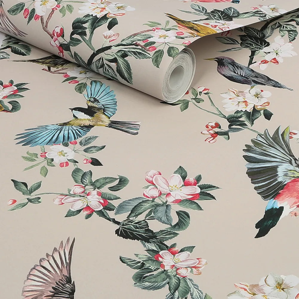 Joules Handford Garden Birds Antique Creme Wallpaper - GLAL UK