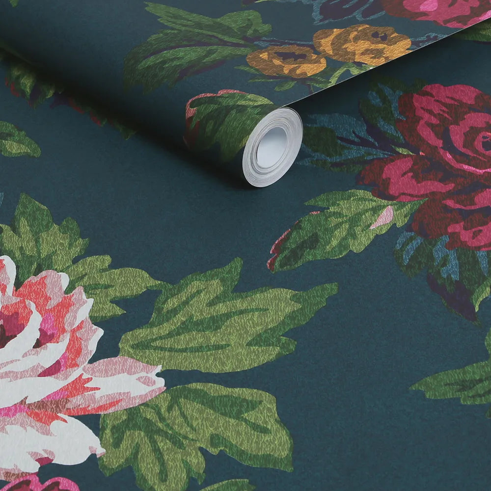 Joules Invite Floral Peacock Wallpaper - GLAL UK