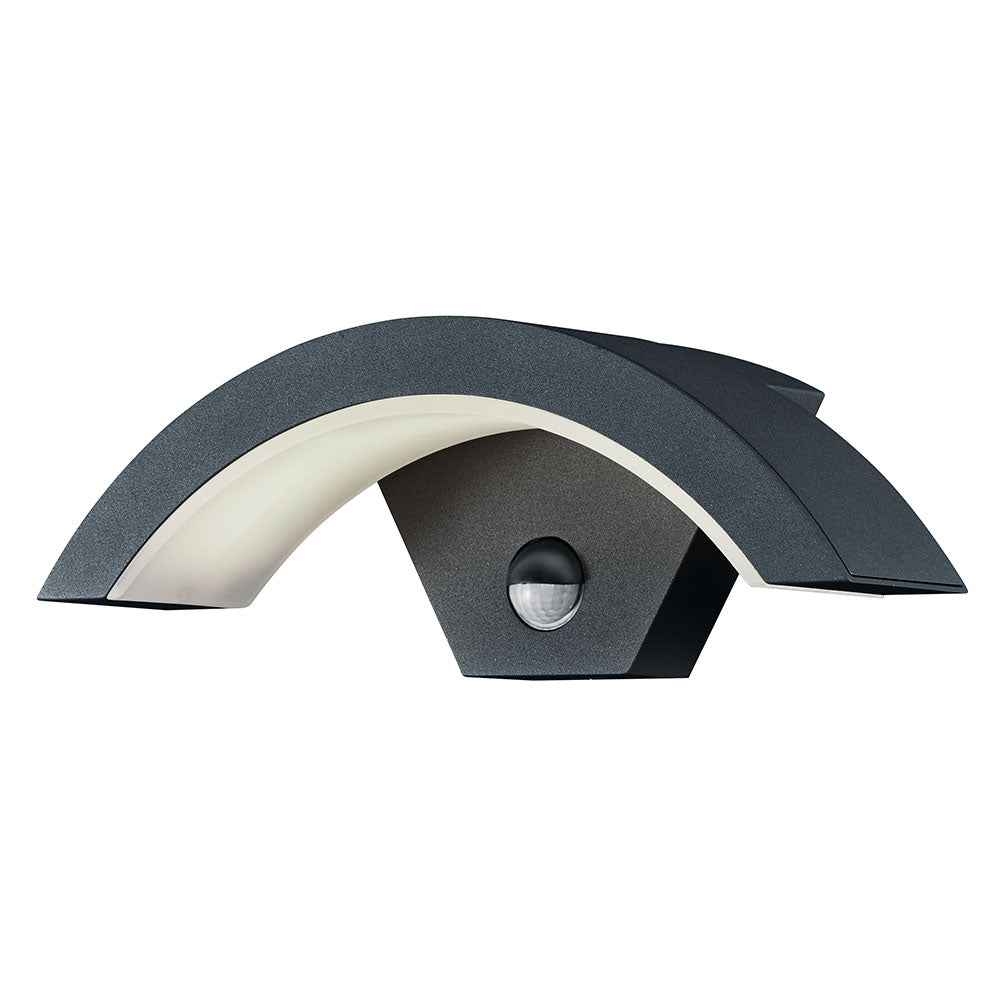 Anthracite Ohio Curved LED Outside Security Light with PIR