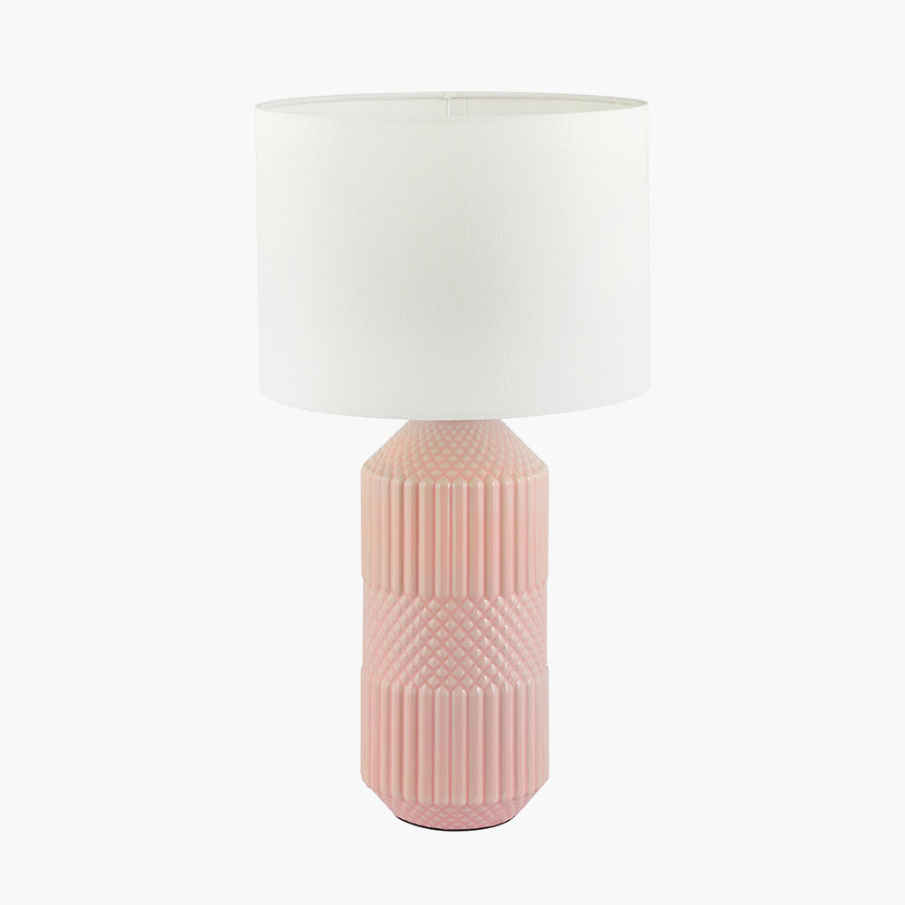Meribel Pink Geo Textured Tall Ceramic Table Lamp - GLAL UK