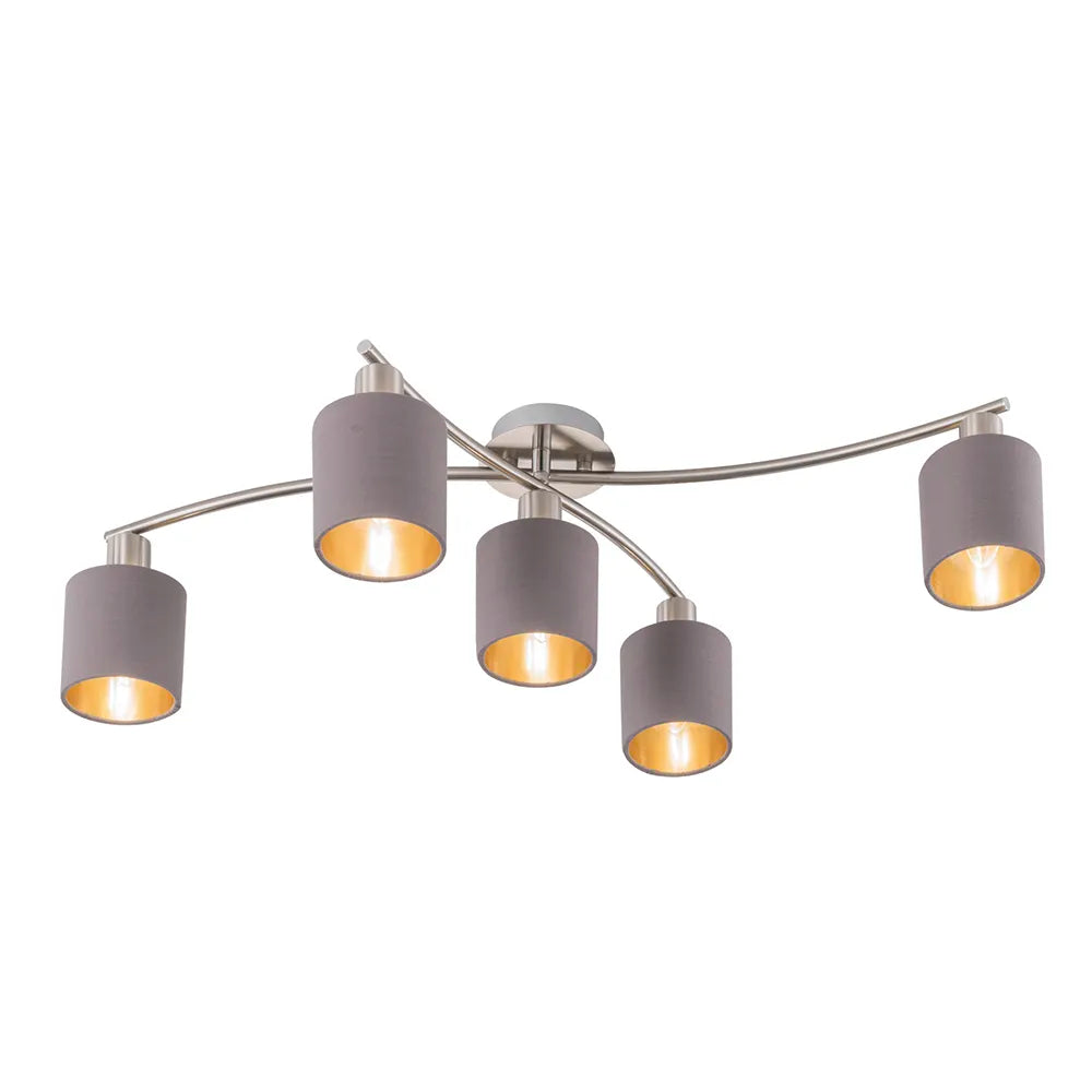 Grey/Gold Garda 5-Lamp Ceiling Light - GLAL UK