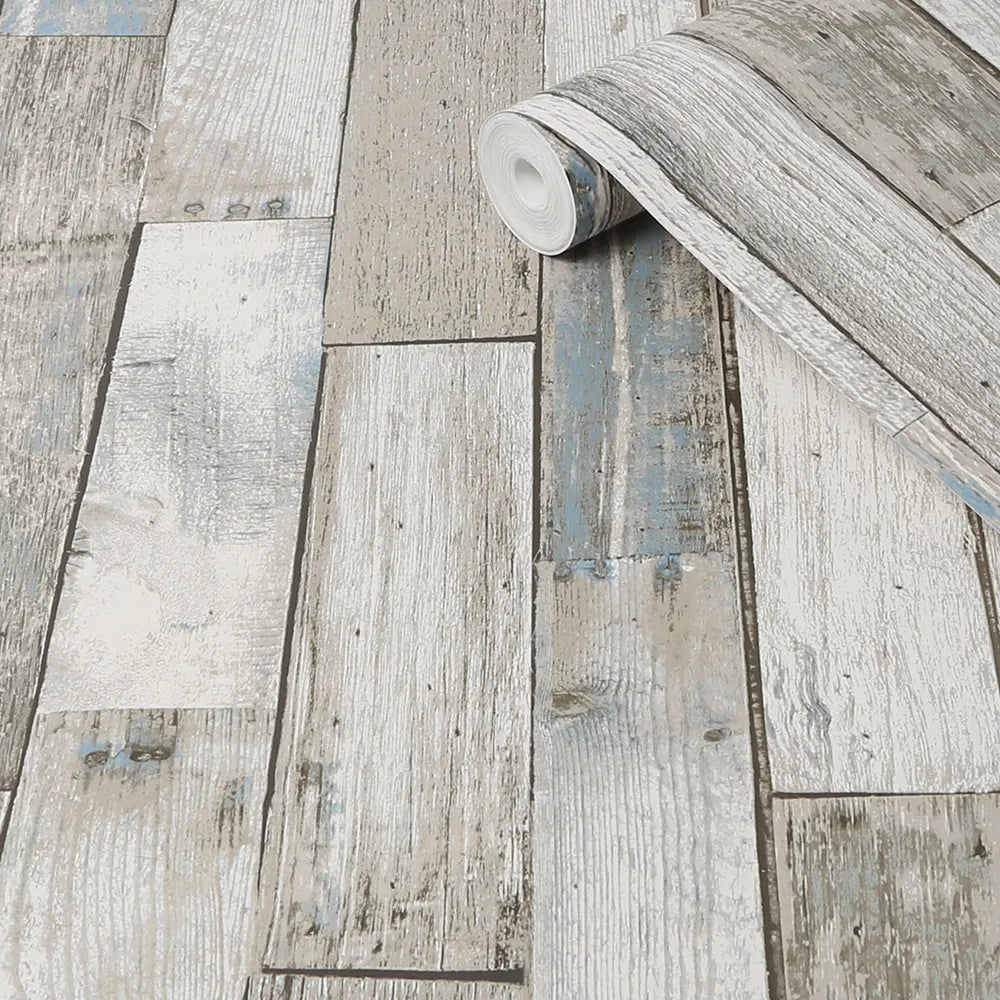 Next Distressed Wood Plank Wallpaper - GLAL UK