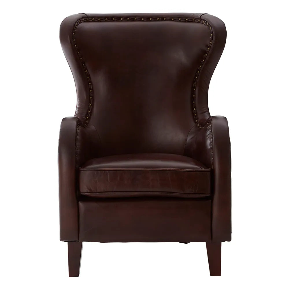 Quinto Dark Coffee Leather Armchair - GLAL UK
