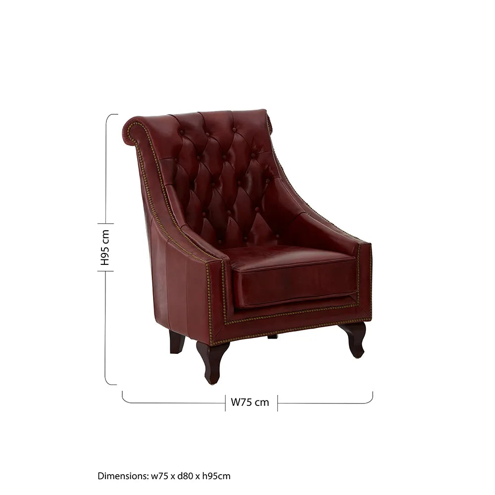 Quinto Red Leather Winged Armchair