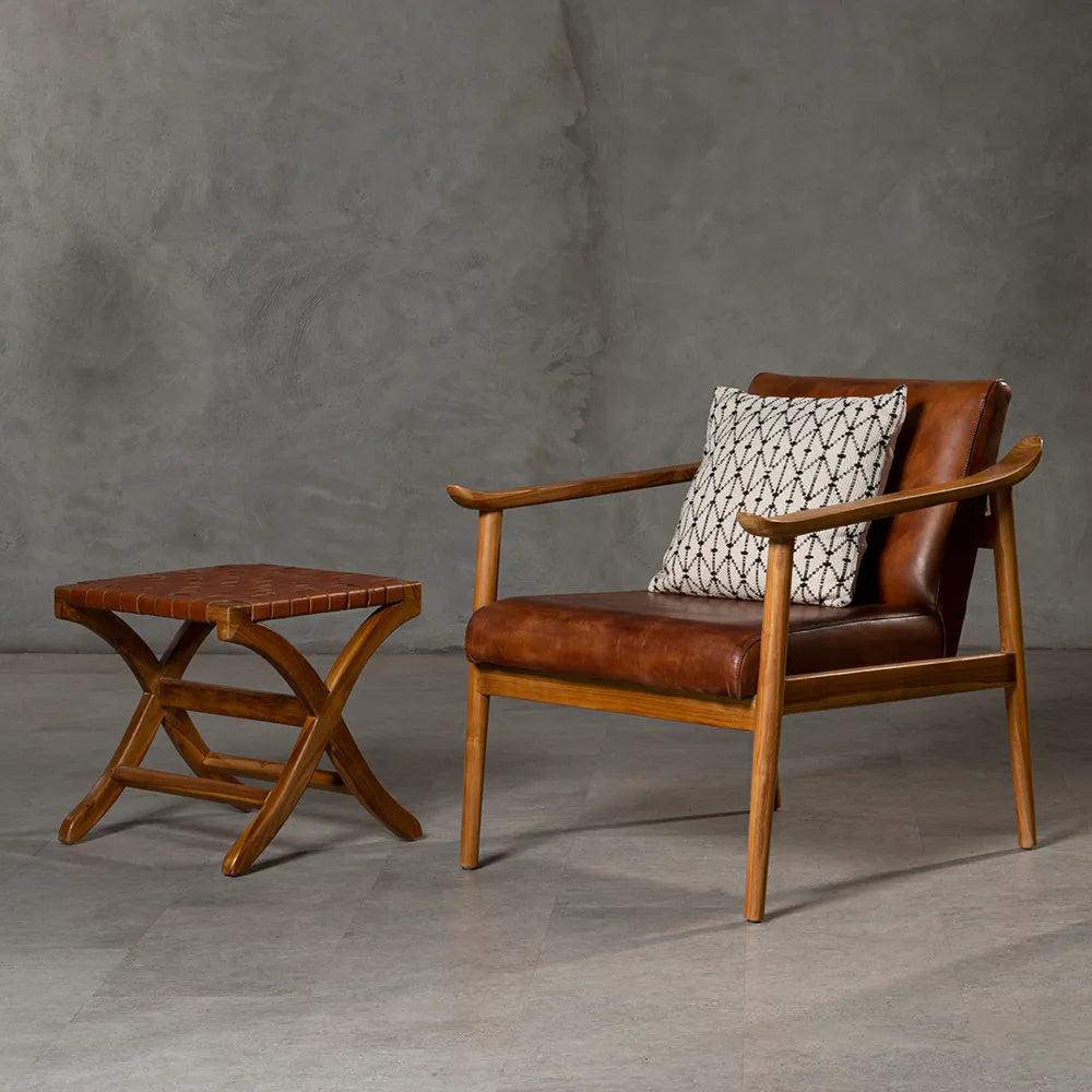 Marzia Brown Leather Armchair - GLAL UK