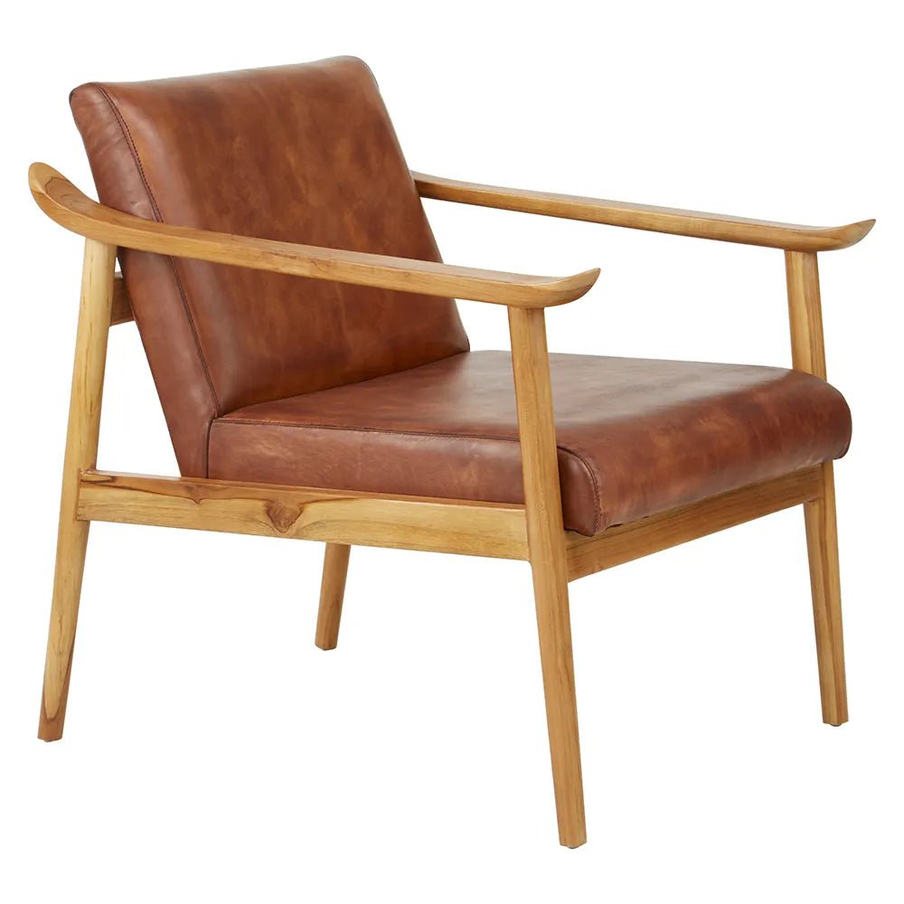 Marzia Brown Leather Armchair - GLAL UK