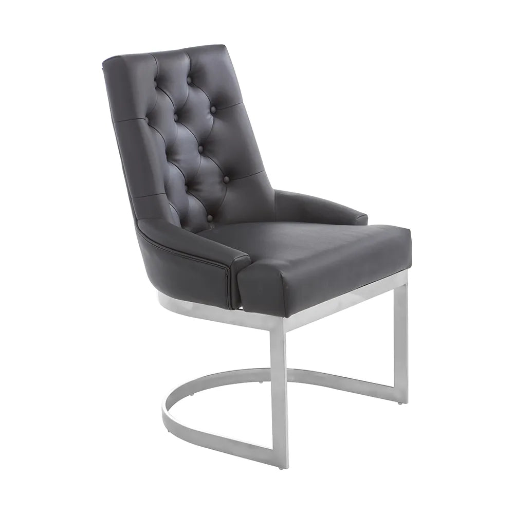 Valle Black Leather Effect Dining Chair