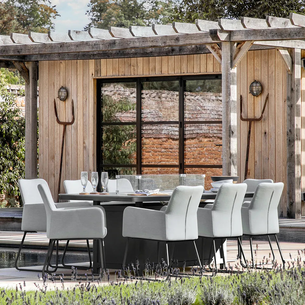 Bishop 8 Seater Dining Set with Fire Pit Table - GLAL UK